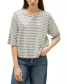 Спортивный топ Gardone в полоску с пайетками Marella, слоновая кость/кремовый