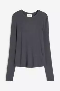 Спортивный топ H&M Drymove Ribbed, темно-серый