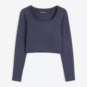 Спортивный топ H&M DryMove Seamless Crop, серо-синий