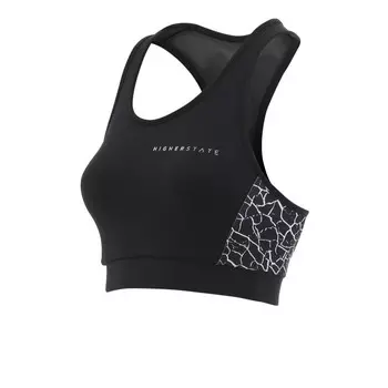 Спортивный топ Higher State Panelled Longer Low Impact Crop, черный