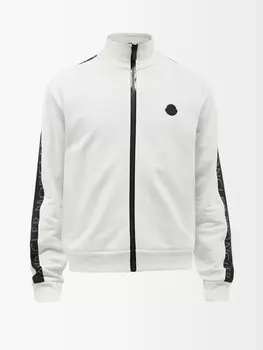 Спортивный топ из хлопкового джерси с полосками с логотипом Moncler, белый