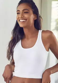 Спортивный топ LASCANA ACTIVE "базовый кроп-топ" на широких бретелях, белый