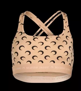 Спортивный топ Marine Serre Regenerated Aom Jersey, бежевый