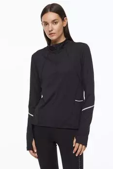 Спортивный топ на молнии DryMove H&amp;M, черный