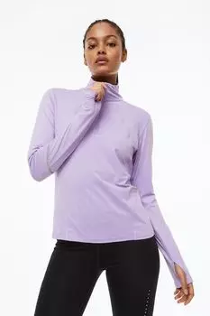 Спортивный топ на молнии DryMove H&amp;M, светло-фиолетовый