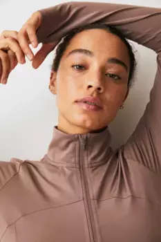 Спортивный топ на молнии от softmove H&M, бежевый