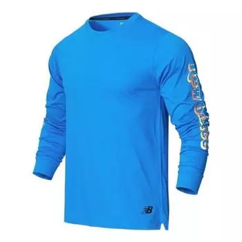Спортивный топ New Balance Athletic Fit Printed Long Sleeve Top 'Blue' MT21065-SBU, синий