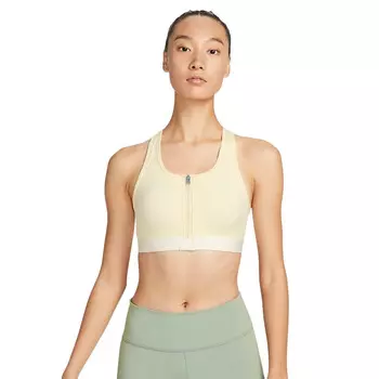 Спортивный топ Nike Medium-Support Padded Zip-Front, кремово-желтый/черный