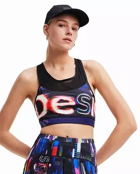 Спортивный топ с логотипом Desigual, черный