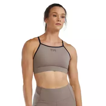 Спортивный топ TYR Joule Elite High Neck Solid high support, коричневый