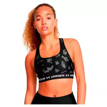 Спортивный топ Under Armour Crossback Print medium support, черный/серый