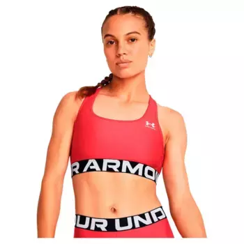 Спортивный топ Under Armour HeatGear Branded medium support, оранжевый