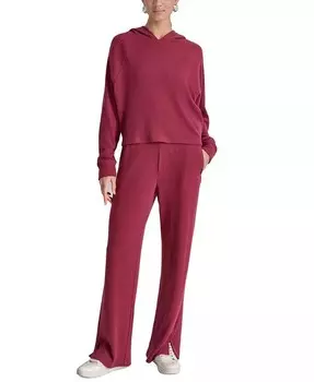 Спортивный женский ребристый свитшот с капюшоном DKNY, красный