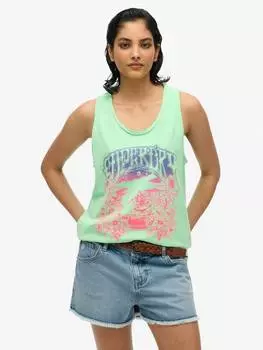 Спортивный жилет из чистого органического хлопка с рисунком psych surf Superdry, цвет Neo Mint Green/Multi