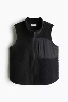 Спортивный жилет из флиса Тедди H&M, черный