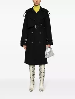 Sportmax двубортный тренч, черный
