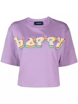 Sportmax футболка Teoria со вставкой в технике кроше, фиолетовый