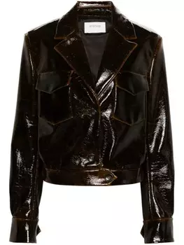 Sportmax лакированный блейзер с заостренными лацканами, коричневый