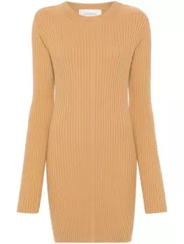 Sportmax платье с длинными рукавами из трикотажа в рубчик