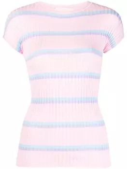 Sportmax полосатая футболка в рубчик, розовый