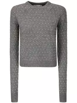 Sportmax свитер, украшенный кристаллами, серый