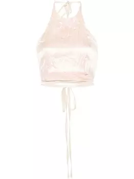 Sportmax укороченный топ с вырезом халтер, розовый