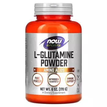 Sports, Порошок L-глутамина, 6 унций (170 г) Now Foods