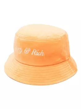 Sporty & Rich бархатная панама с вышитым логотипом, оранжевый