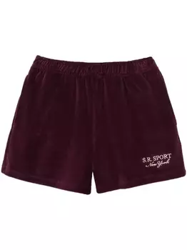 Sporty & Rich бархатные шорты с вышитым логотипом, красный
