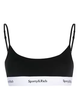 Sporty & Rich бюстгальтер Serif с логотипом, черный