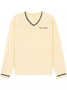 Sporty & Rich джемпер New Serif с V-образным вырезом, нейтральный цвет