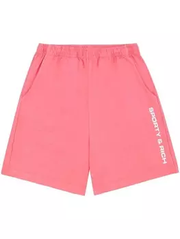 Sporty & Rich хлопковые брюки с логотипом, розовый