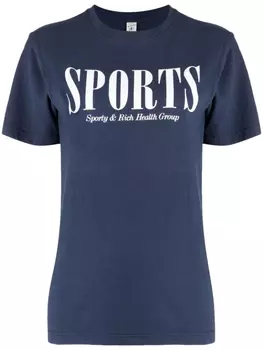 Sporty & Rich logo-print cotton T-shirt, синий