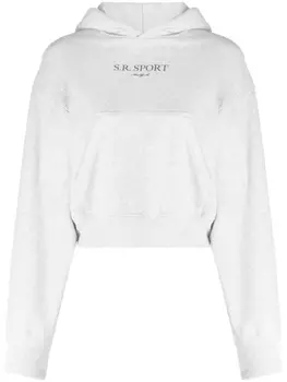 Sporty & Rich меланжевое худи с надписью, серый