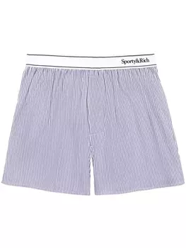 Sporty & Rich striped mid-rise shorts, синий