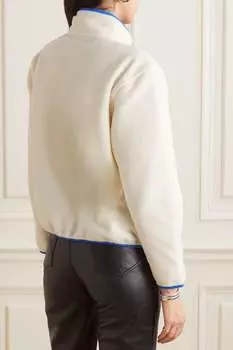 SPORTY & RICH Укороченная флисовая толстовка с вышивкой и отделкой ракушками, кремовый