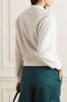 SPORTY & RICH Укороченная флисовая толстовка с вышивкой, кремовый