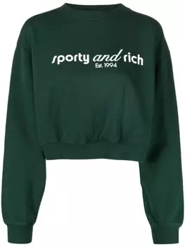 Sporty & Rich укороченная толстовка с логотипом, зеленый