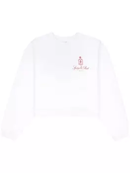 Sporty & Rich укороченный топ Vendome с круглым вырезом, белый