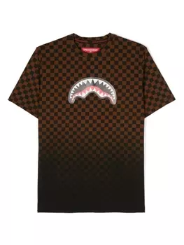 Sprayground Kid клетчатая футболка с графичным принтом, коричневый