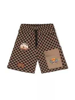 Sprayground kid клетчатые шорты с нашивками, черный