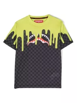 Sprayground Kid signature shark-teeth print T-shirt, черный