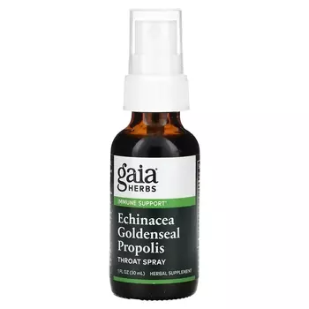 Спрей для горла Gaia Herbs с эхинацеей, желтокорнем и прополисом, 30 мл