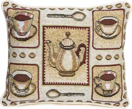 SPRGEL декоративная подушка "кофе-брейк" с кофейными чашками 33х25 см, цвет bunt + gemustert