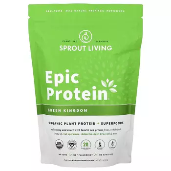 Sprout Living, Epic Protein, органический растительный протеин и суперпродукты, Green Kingdom, 456 г (1 фунт)