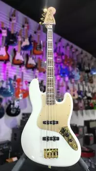 Squier 40th Anniversary Gold Edition Jazz Bass - официальный дилер Olympic White *БЕСПЛАТНЫЙ PLEK ПРИ ПОКУПКЕ*!