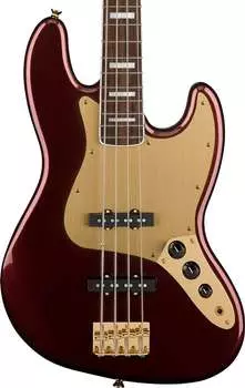Squier 40th Anniversary Jazz Bass - Gold Edition - Ruby Red Metallic Squier Guitars