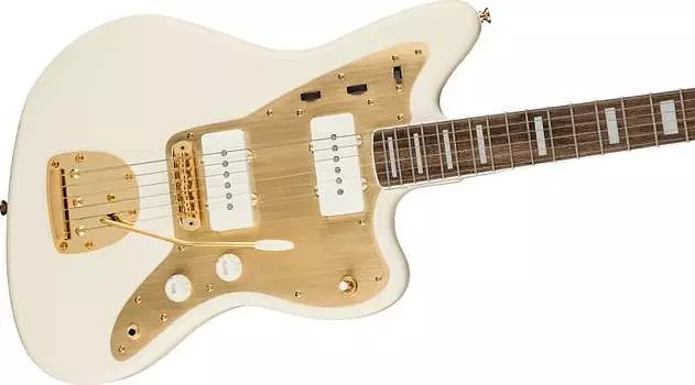 Squier 40th Anniversary Jazzmaster, Gold Edition, лавровый гриф, золотая анодированная накладка, олимпийский белый Fender 0379420505