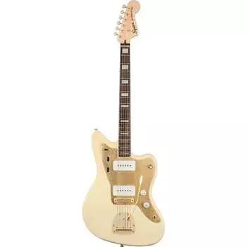 Squier 40th Anniversary Jazzmaster Gold Edition, олимпийский белый Squier 40th Anniversary Jazzmaster Gold Edition Electric Guitar, with Laurel Fingerboard