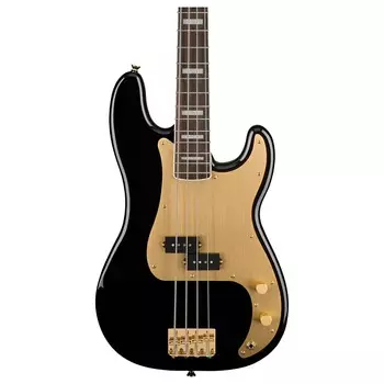 Squier 40th Anniversary Precision 4-String Bass Guitar, Gold Edition, Black 379430506